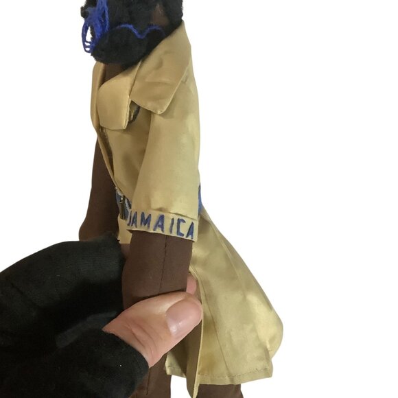 Handcrafted Jamaican Cloth Dolls Set Of 2 Embroidered Details Button Accents - Picture 4 of 6